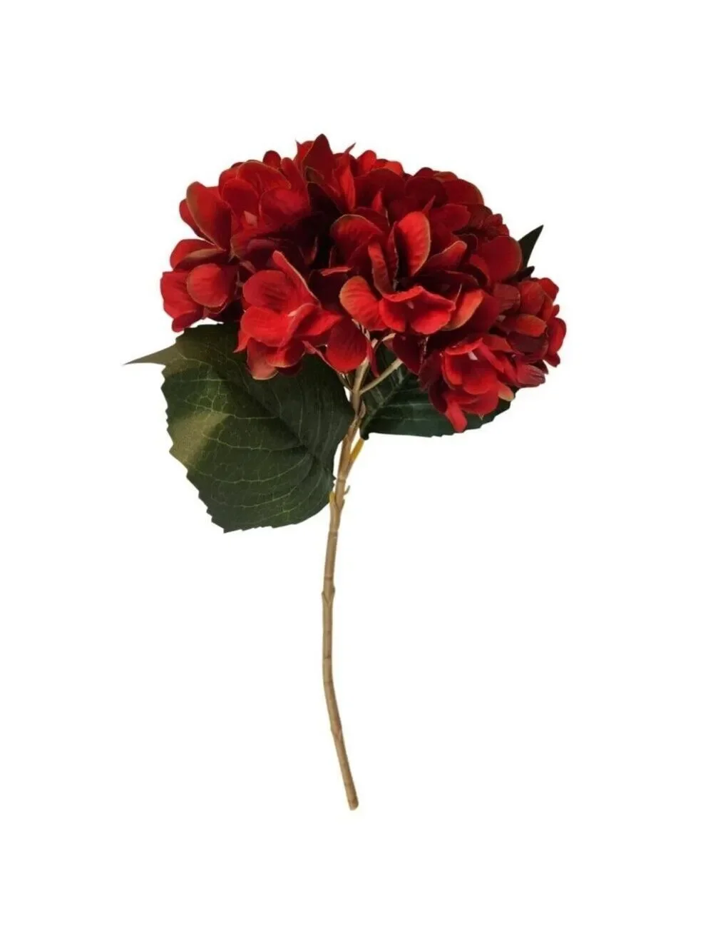 Red Artificial Hydrangea Stem Silk Flower Deep Red Faux Floral Wedding Decor
